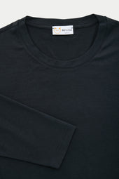 Silk Cotton Long Sleeve Crew Neck T-Shirt Midnight
