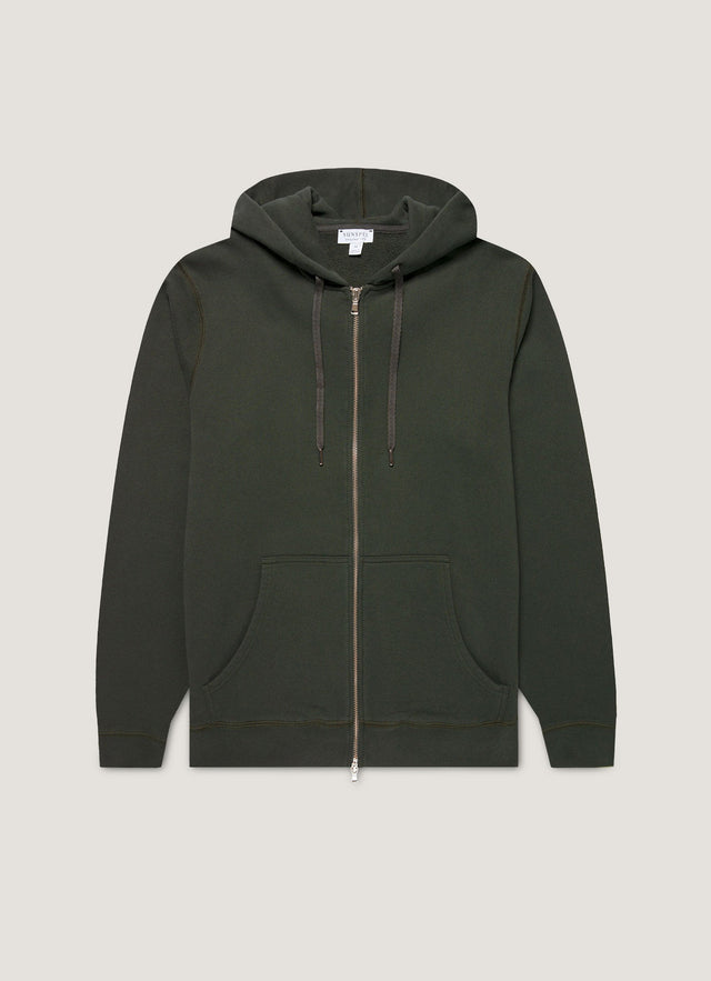 Men's Loopback Zip Hoodie in Dark Green