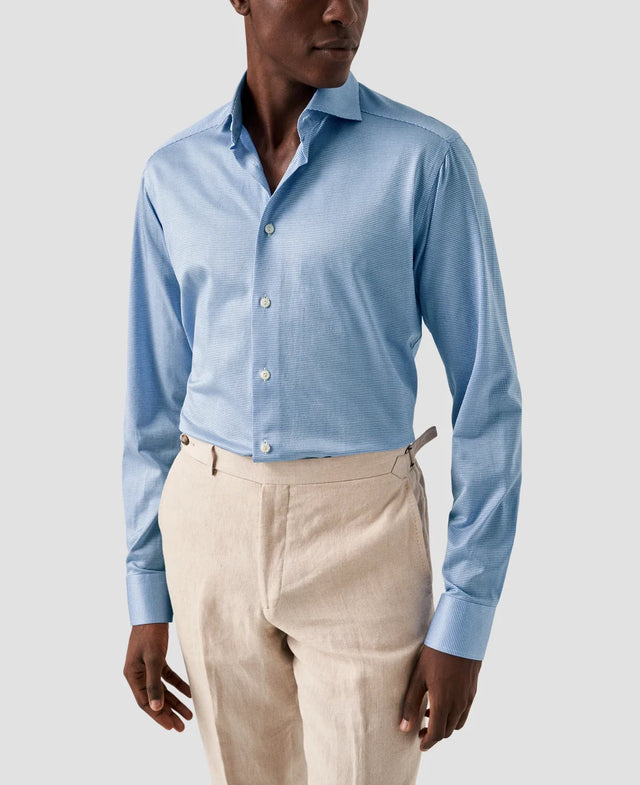 Hellblau kariertes Trikot-Hemd - Eton