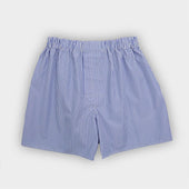 Mid Blue Bengal Stripe Cotton Boxer Shorts