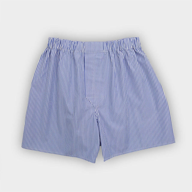 Mid Blue Bengal Stripe Cotton Boxer Shorts