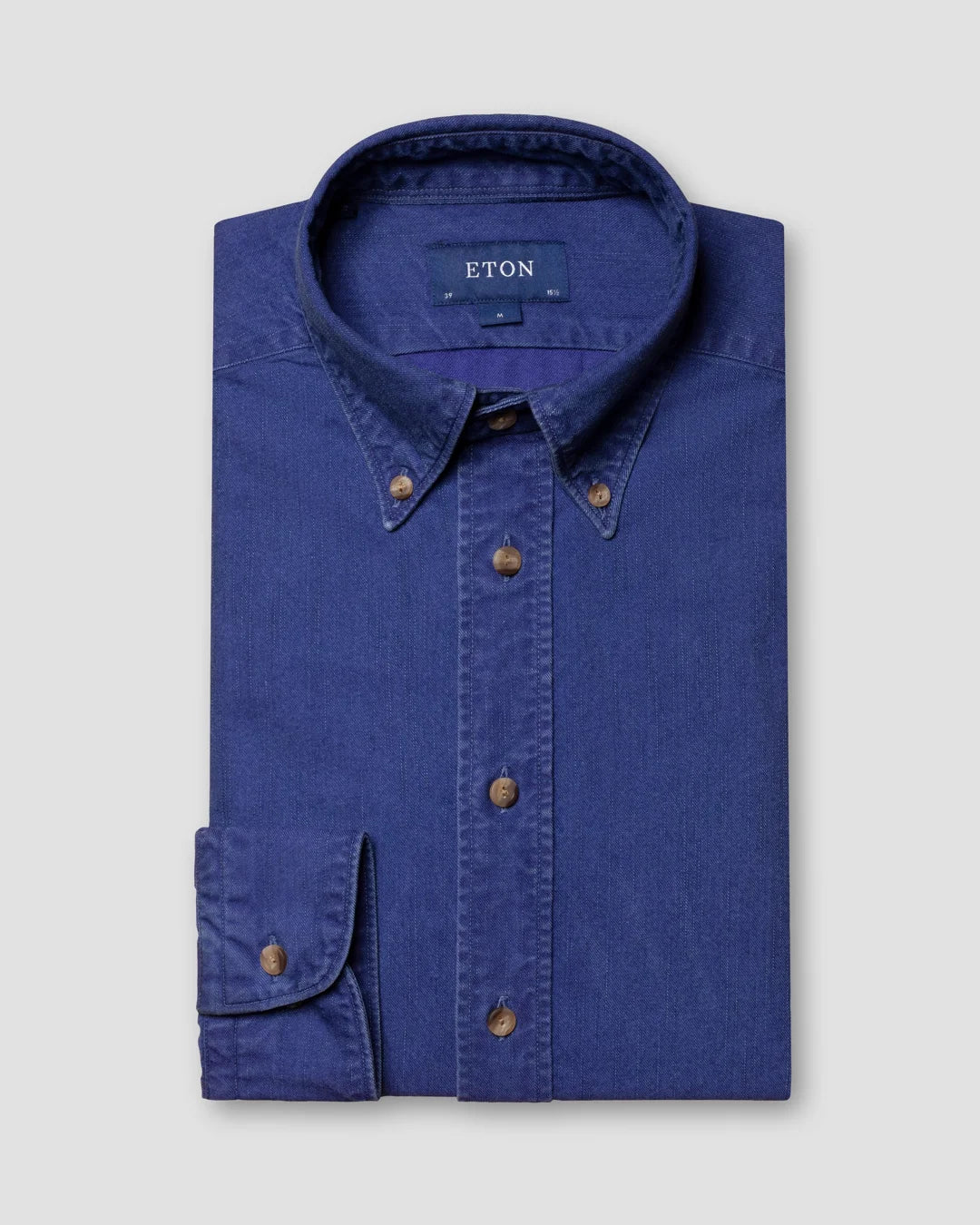 Denim Shirt With Horn Effect Button Down Eton
