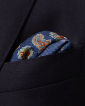 Mid Blue Double–sided Wool Pocket Square