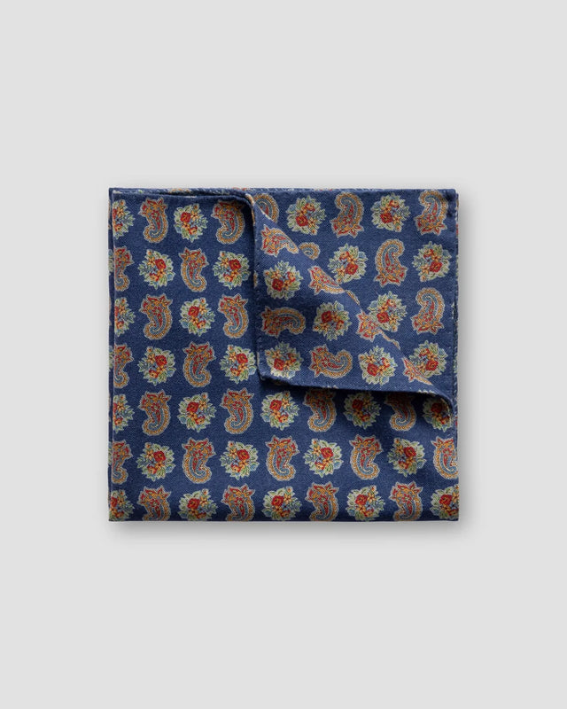 Mid Blue Double–sided Wool Pocket Square