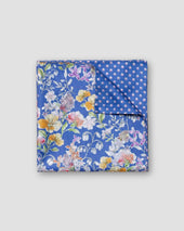 Blue Floral Print Two-face Cotton Pocket Square