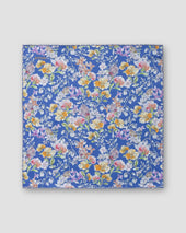 Blue Floral Print Two-face Cotton Pocket Square