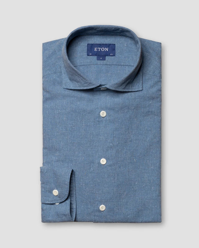 Blaues texturiertes Hemd - Eton