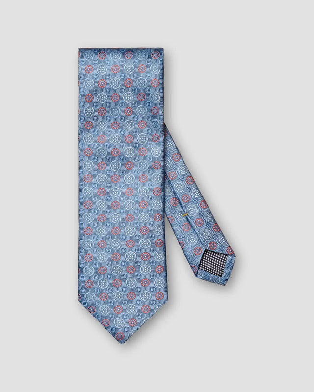 Jacquard-Seidenkrawatte mit Medaillon-Hellblau