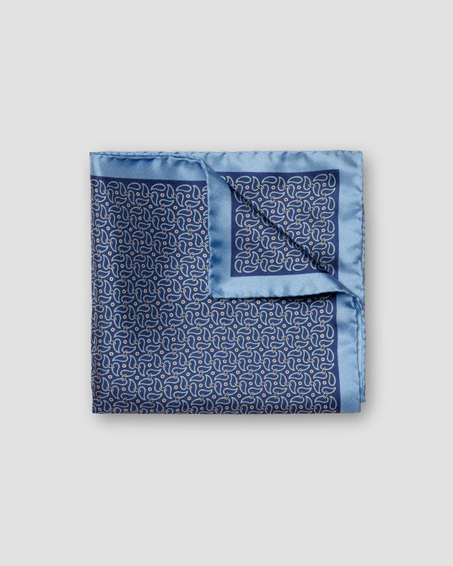 Mid Blue Paisley Silk Poket Square