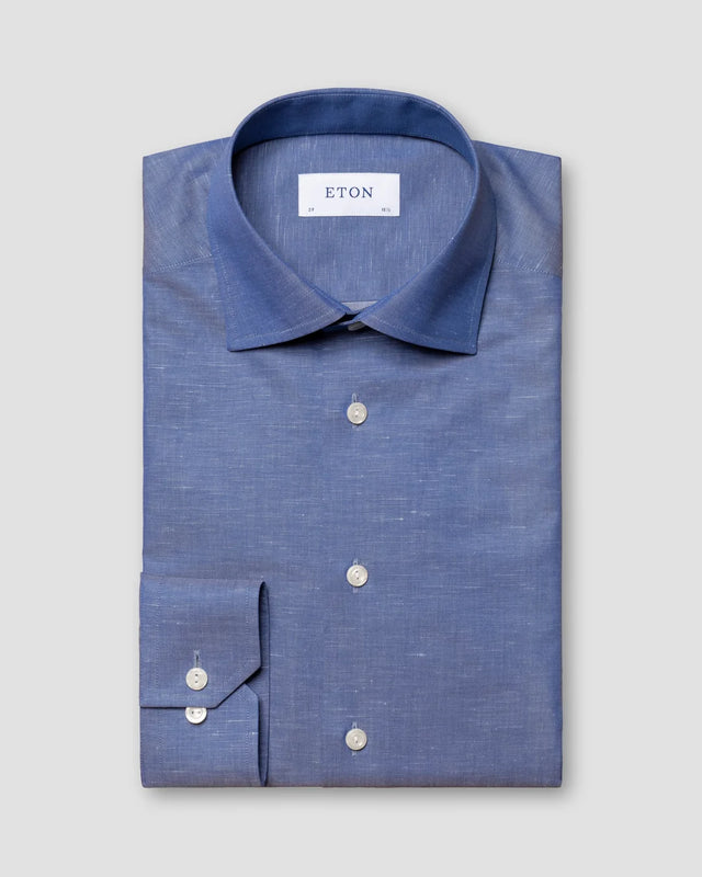 Mid blue Textured Twill - Eton