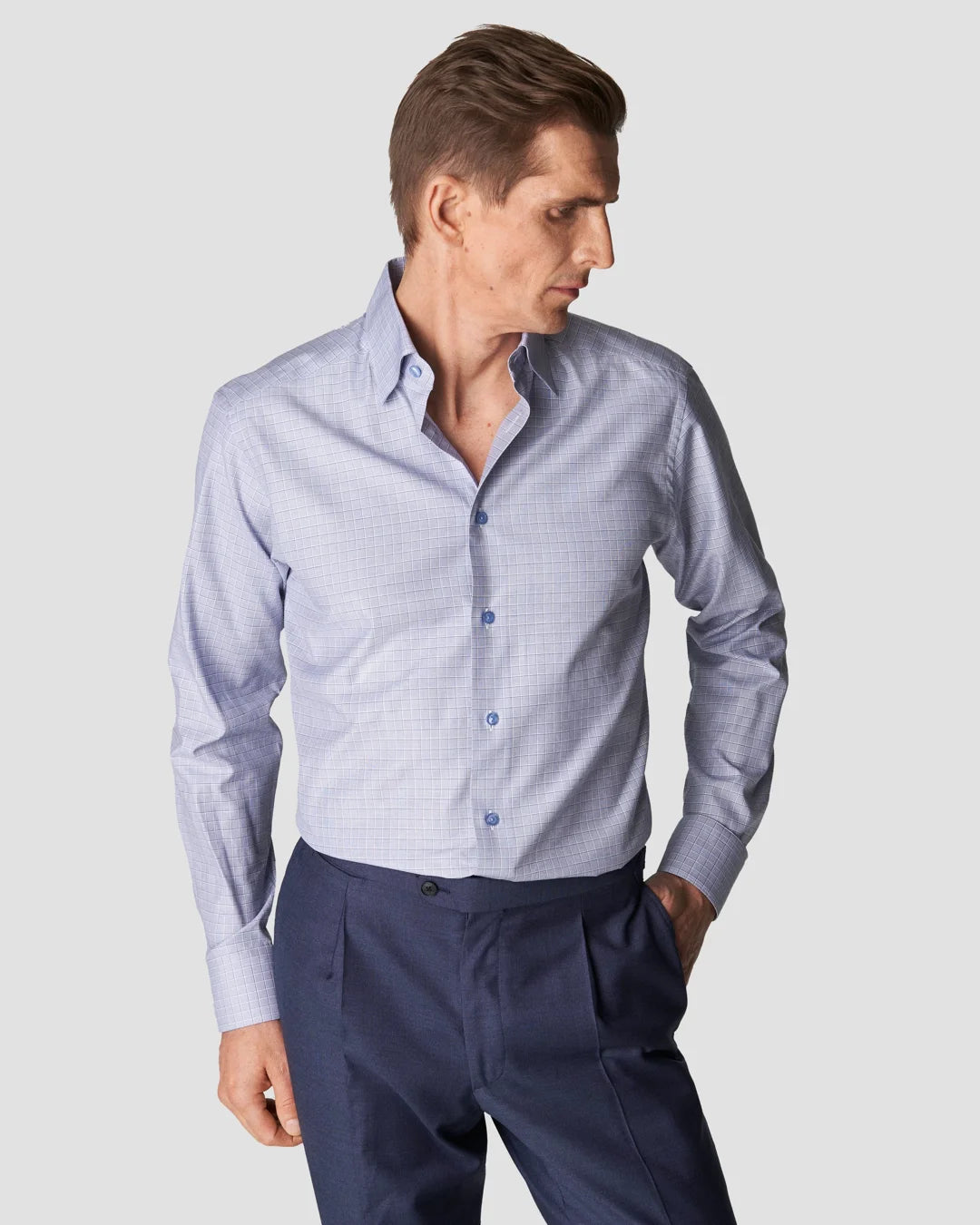 Checked Cotton Tencel Lyocell Shirt Eton