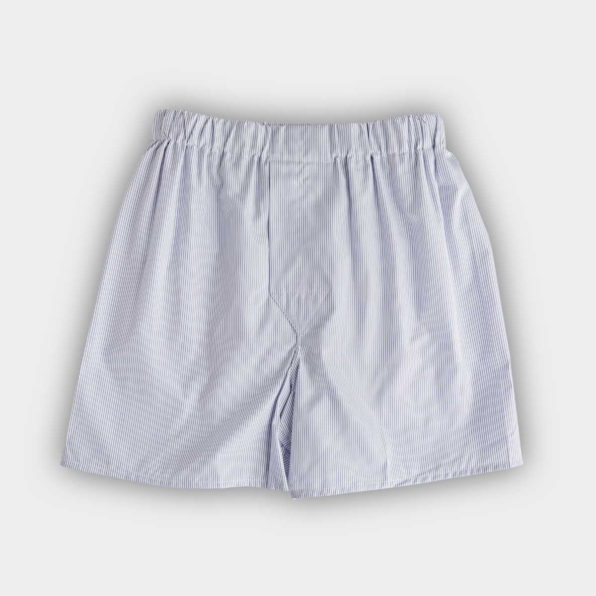 White Fine Pinstripe Cotton Poplin Boxer Shorts