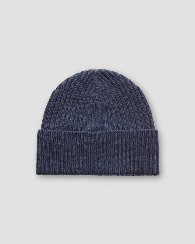 Mittelblaue Beanie aus Merinowolle