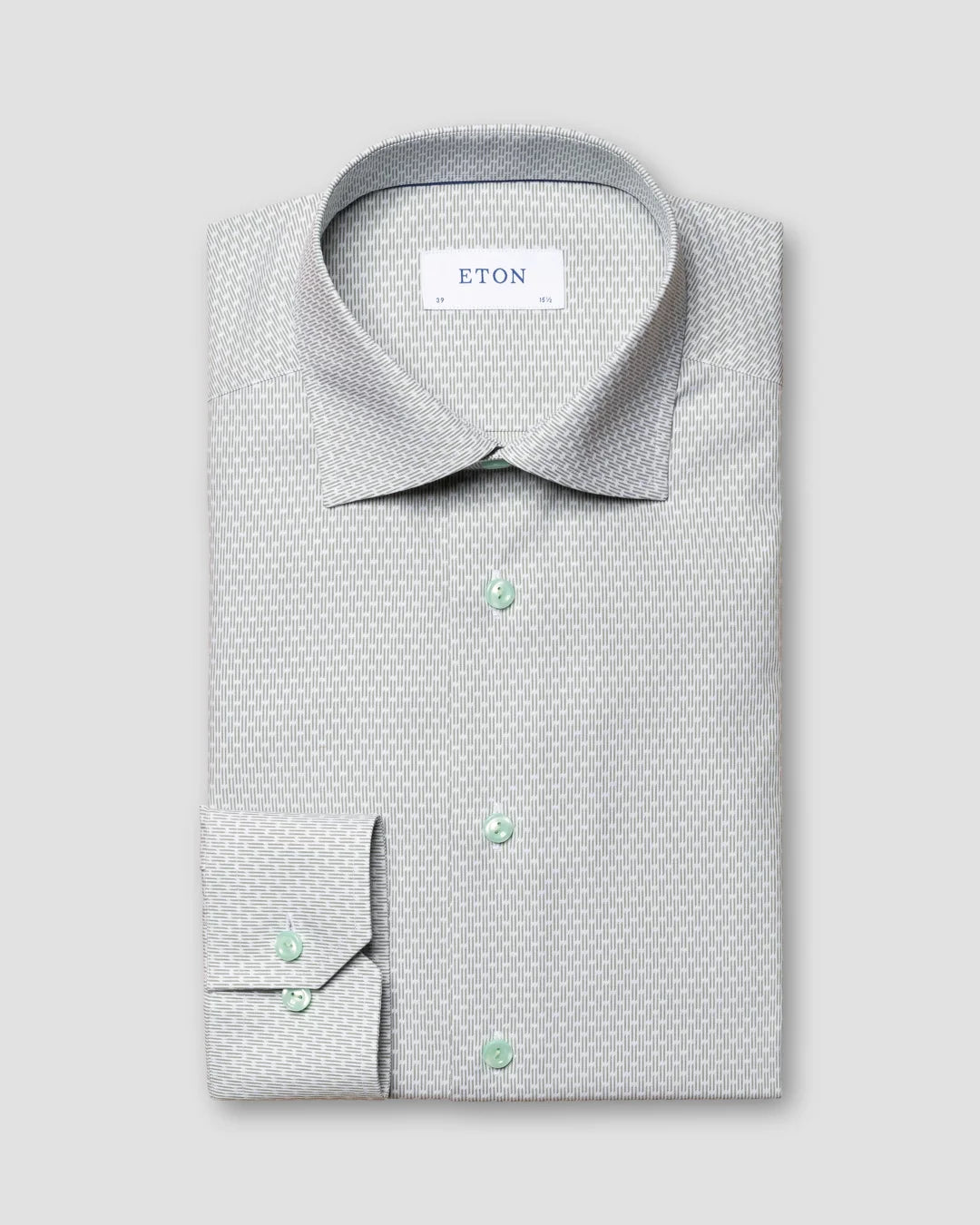 Green Dobby Shirt Semi Solid Eton