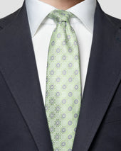 Green Medallion Pattern Silk Jacquard Tie