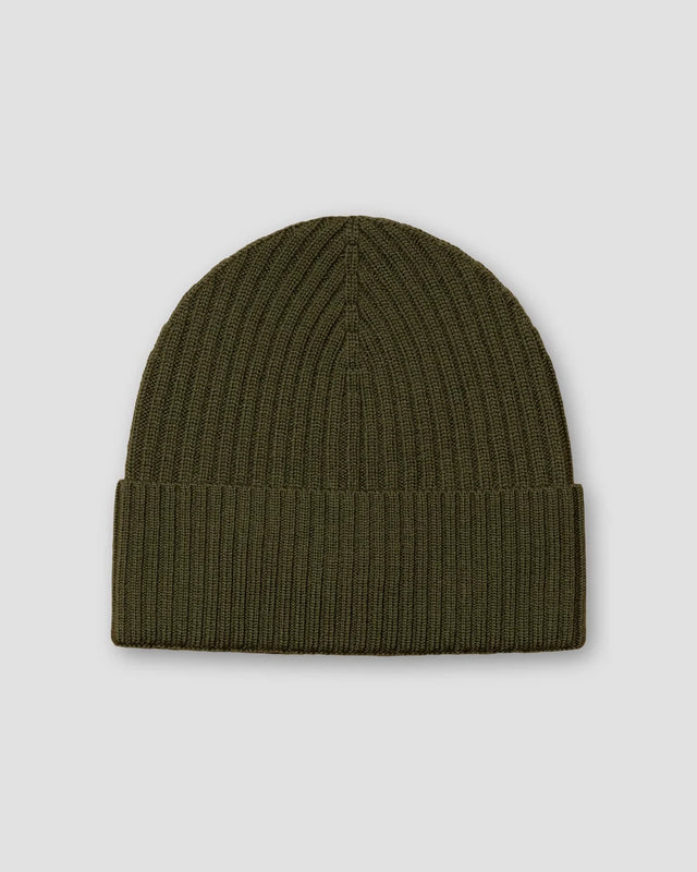 Grüne Beanie aus Merinowolle