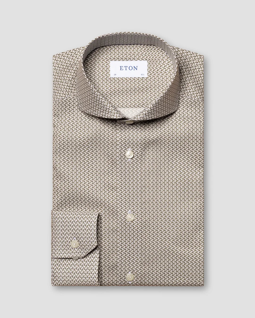 Green Bird Print Signature Twill Shirt Eton