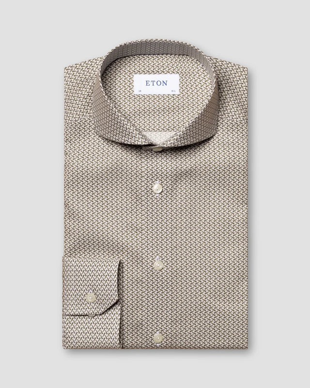 Green Bird Print Signature Twill Shirt - Eton