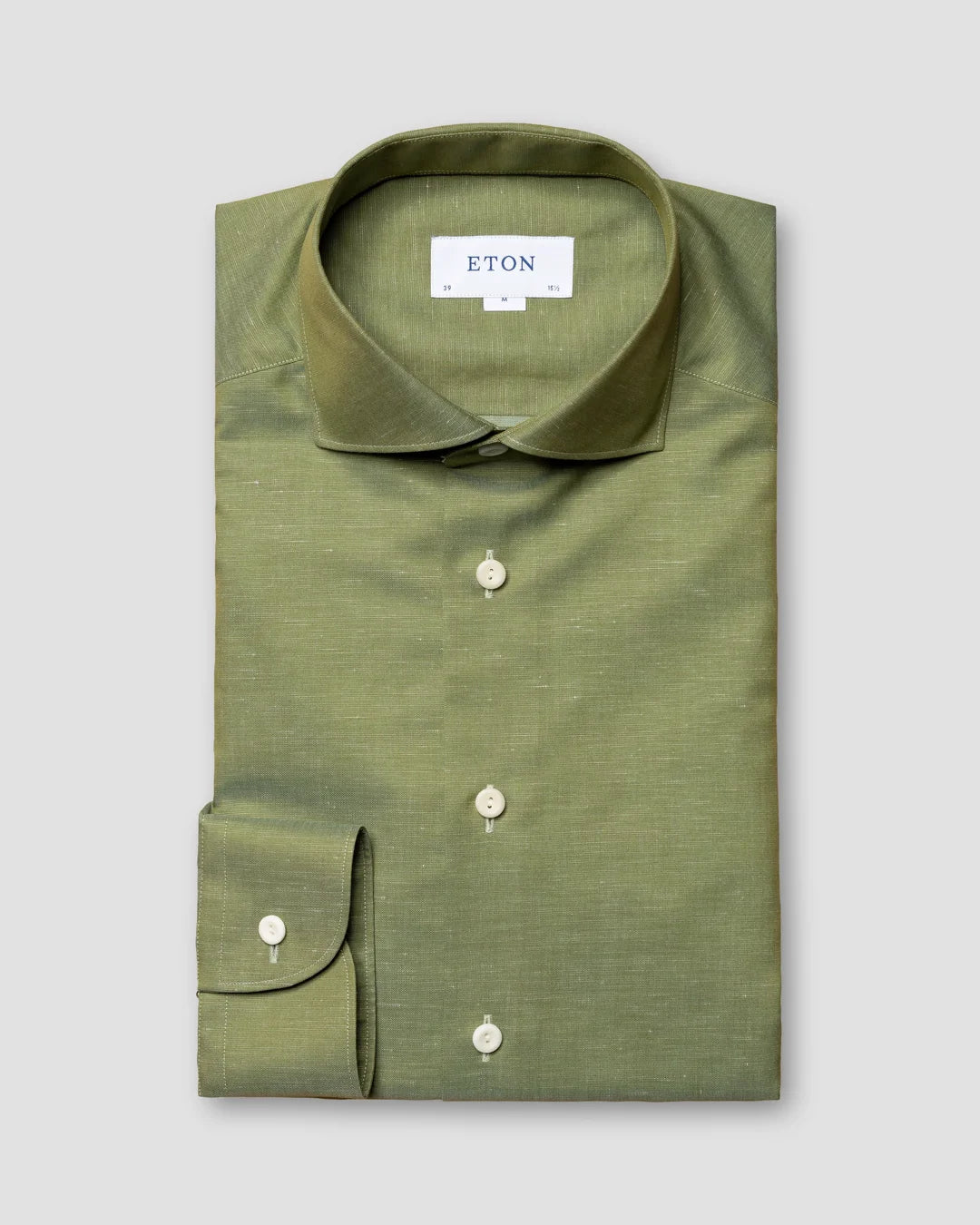Green Wrinkle Free Cotton Linen Shirt Eton