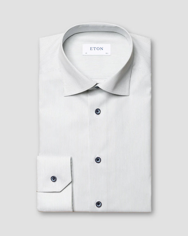Grün gestreiftes Twill-Hemd - Eton