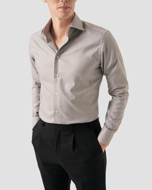 Gray Checked King Twill Shirt - Eton