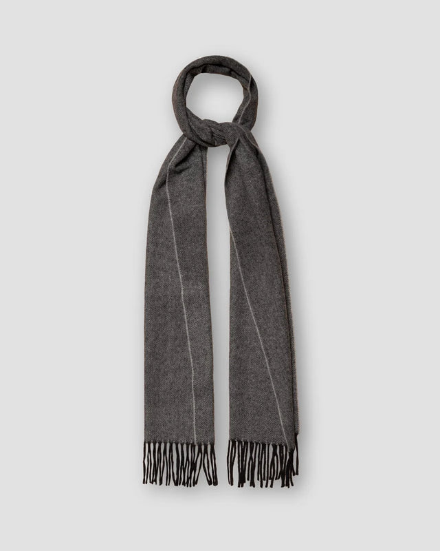 Gray Herringbone Wool Scarf