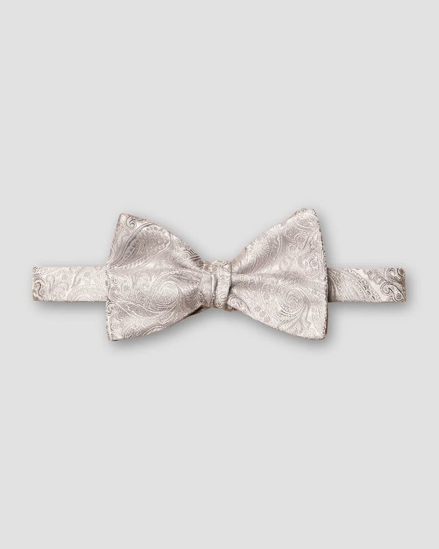 Gray Paisley Silk Wedding Bowtie – Ready Tied