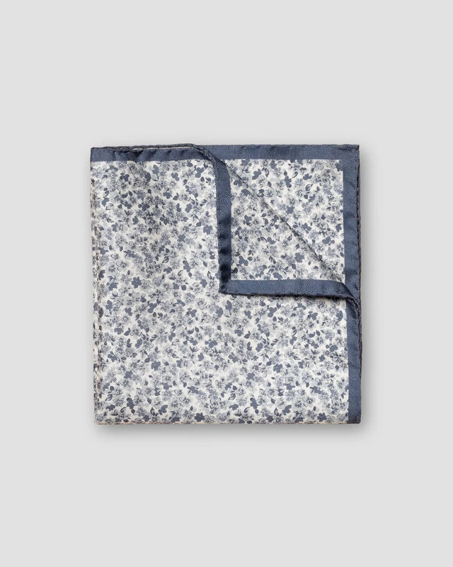 Navy Floral Silk Pocket Square