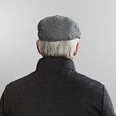 Mid Grey Twill Wool Flat Cap