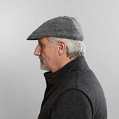 Mid Grey Twill Wool Flat Cap