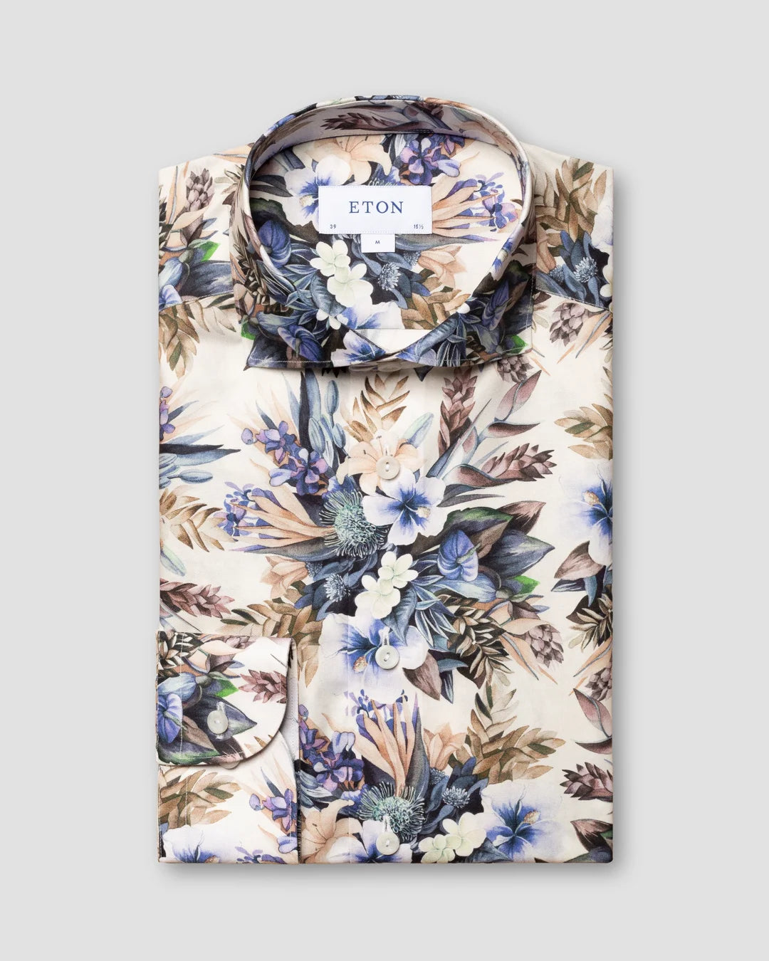 Purple Floral Print Fine Twill Shirt Eton