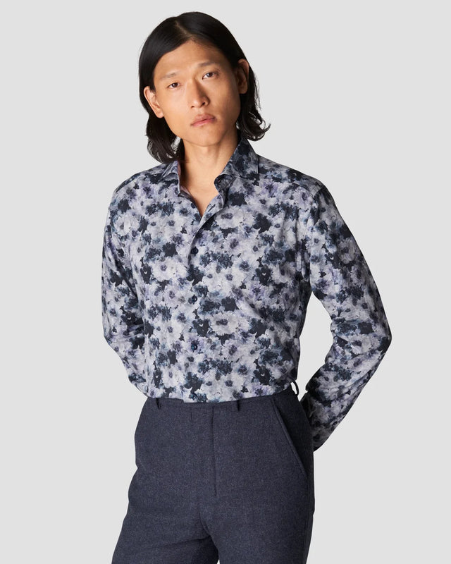 Lila Baumwoll-Tencel™-Hemd mit floralem Print - Eton