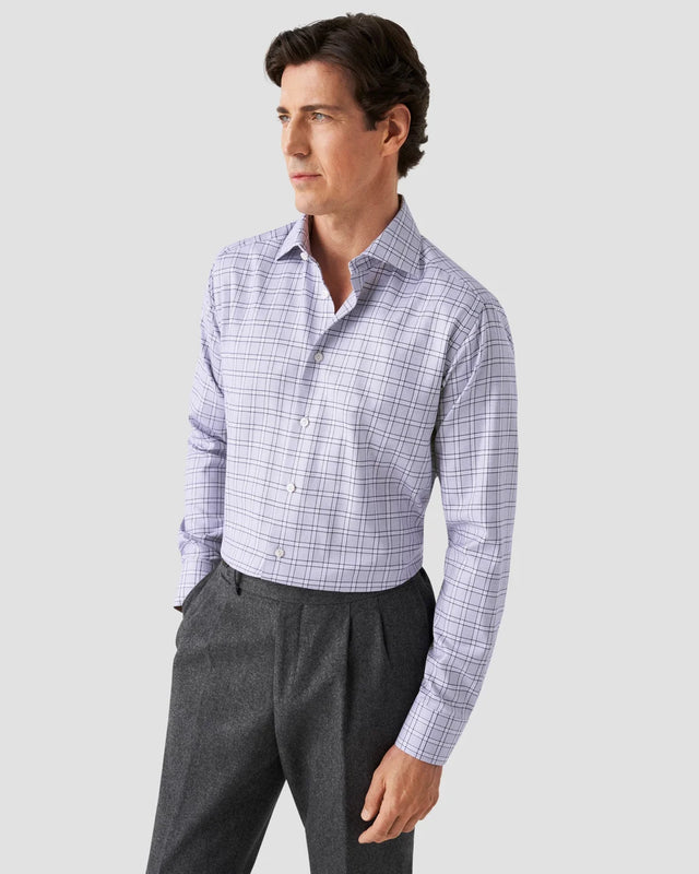 Lila kariertes Signature-Twill-Hemd - Eton