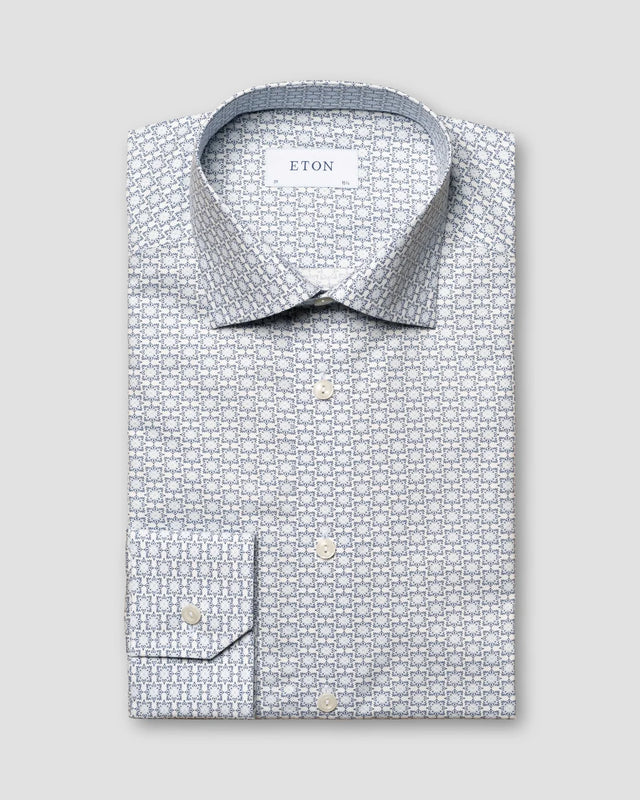 Geometric Print Signature Twill Shirt - Eton