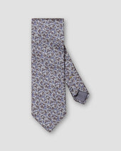 Mittelblaue Seidentwill-Krawatte mit floralem Muster