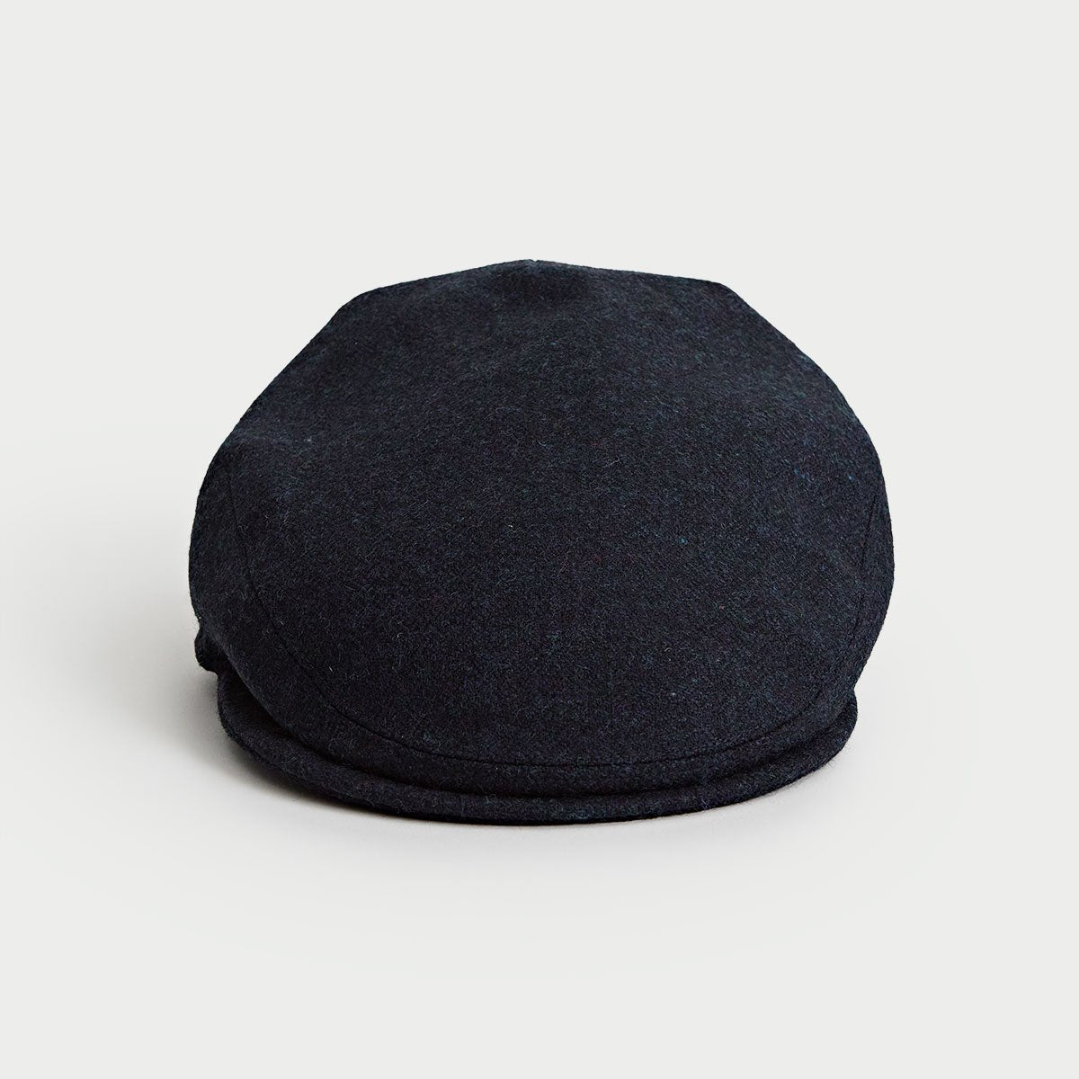 Midnight Blue Herringbone Wool Flat Cap