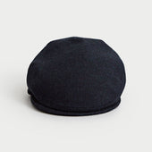 Midnight Blue Herringbone Wool Flat Cap