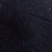 Midnight Blue Herringbone Wool Flat Cap