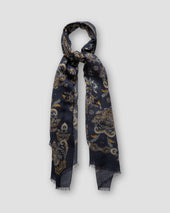 Blue Paisley Fine Wool Scarf