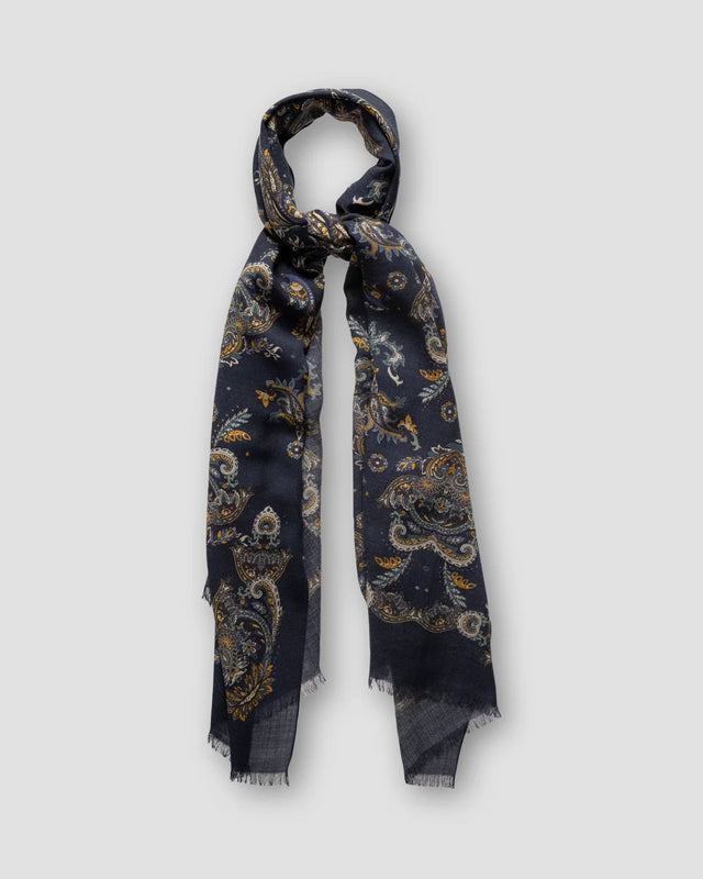 Blue Paisley Fine Wool Scarf
