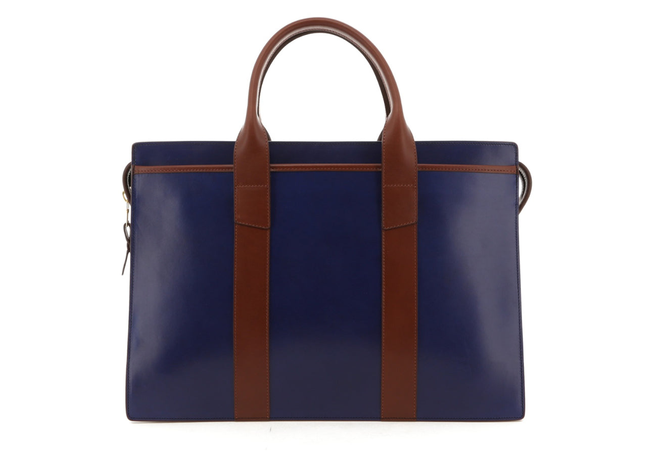 Double Zip-Top - Midnight Blue / Chestnut - Belting Leather