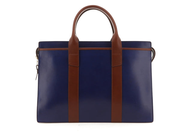 Double Zip-Top - Midnight Blue / Chestnut - Belting Leather