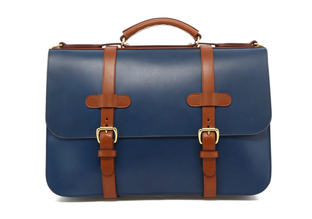 English Briefcase - Midnight/Cognac - Belting Leather