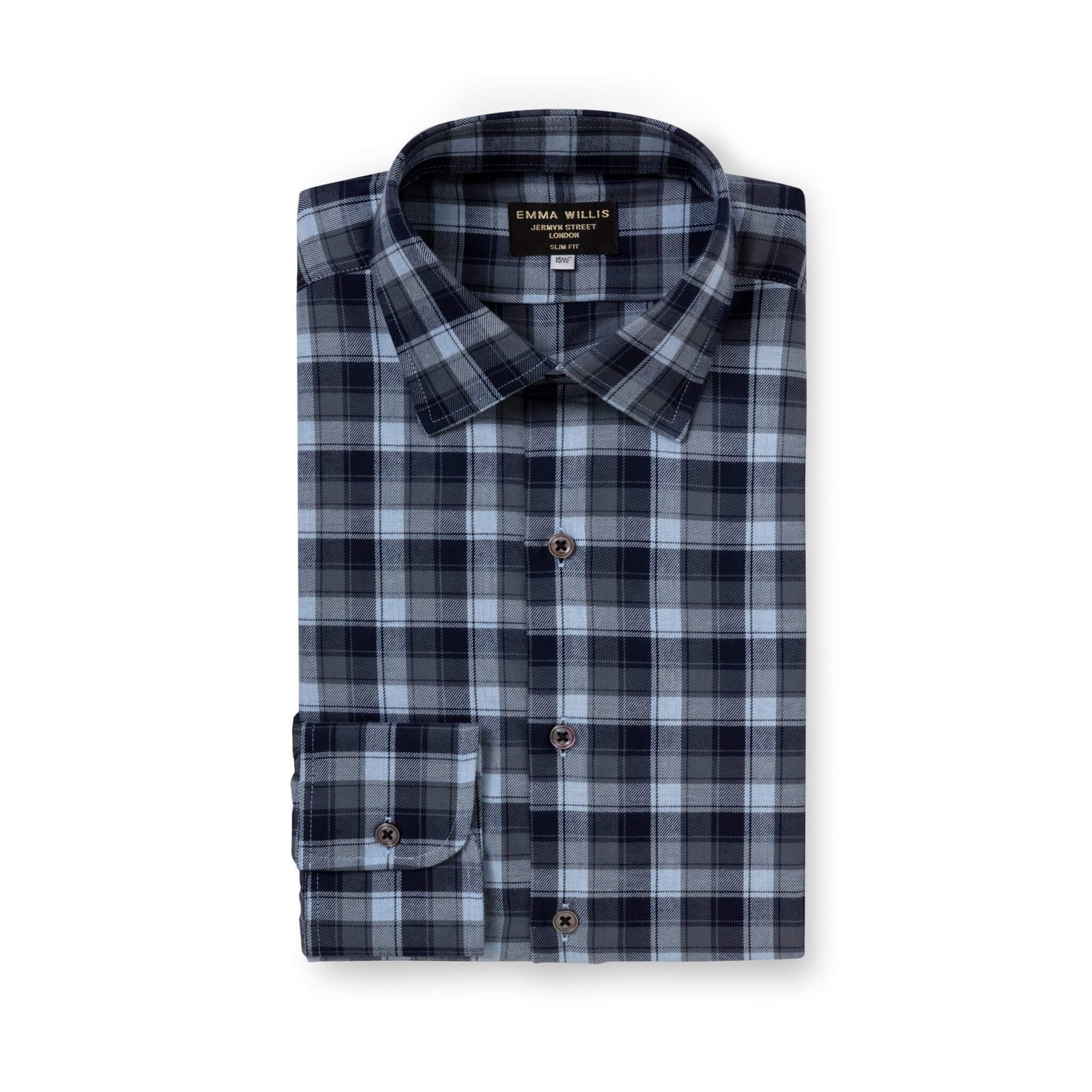 Midnight Sky Plaid Brushed Cotton Shirt