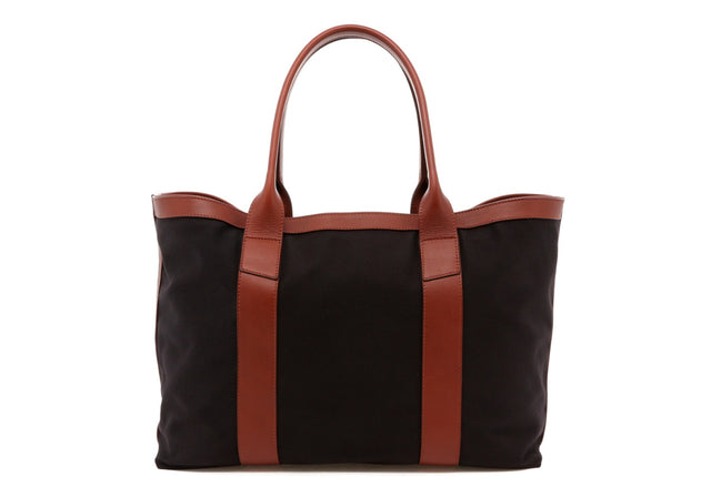 Large Working Tote - Midnight/Chestnut Trim - Twill