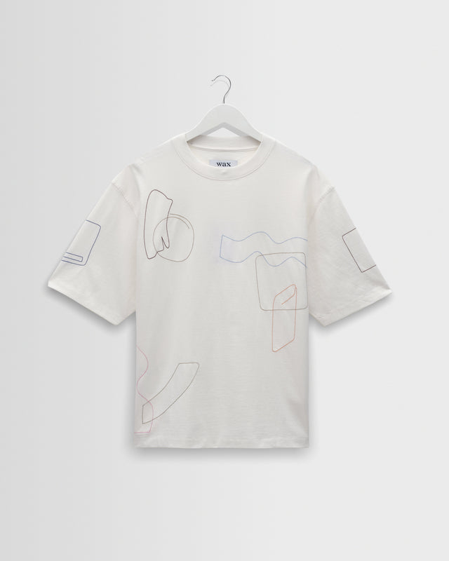 Milton - Ecru Organic Cotton Embroidered Shapes T-Shirt