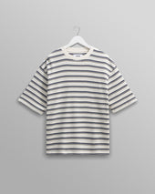 Milton - Ecru Organic Stripe Waffle Cotton T-Shirt
