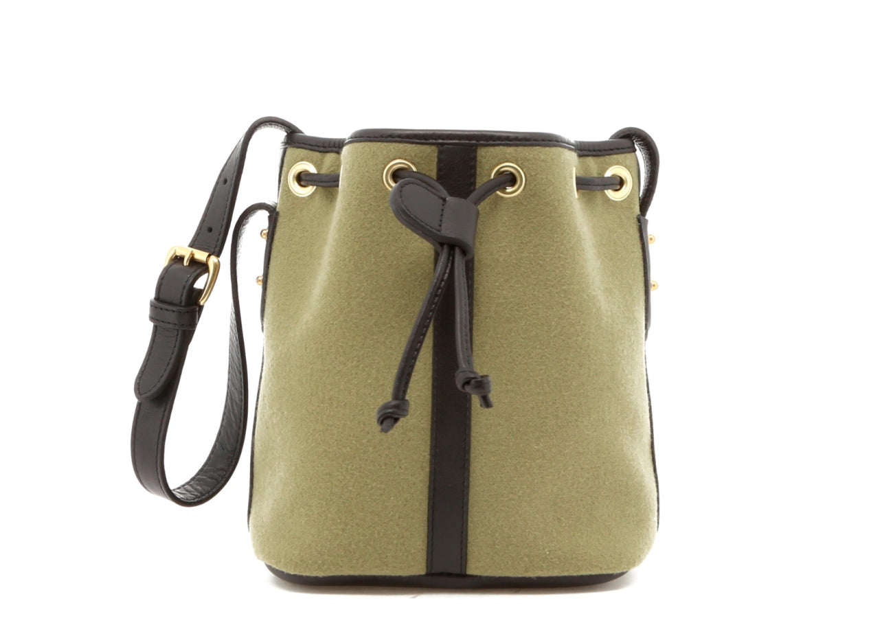 Mini Bucket Bag - Sage Felt / Black Trim