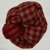 Mini Check Cashmere Scarf In Red And Taupe