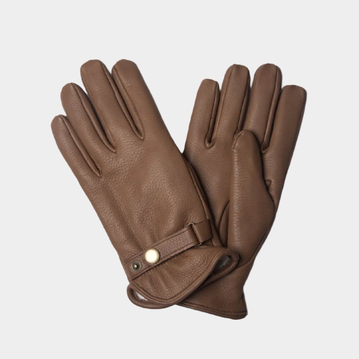 Mink Brown Leather Gloves With Sheepskin Lining